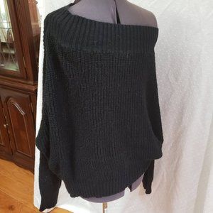 Black Knit Off The Shoulder Sweater